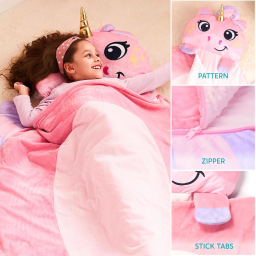Joiedomi Sacco a Pelo Unicorno per Bambini con Cuscino e Coperta