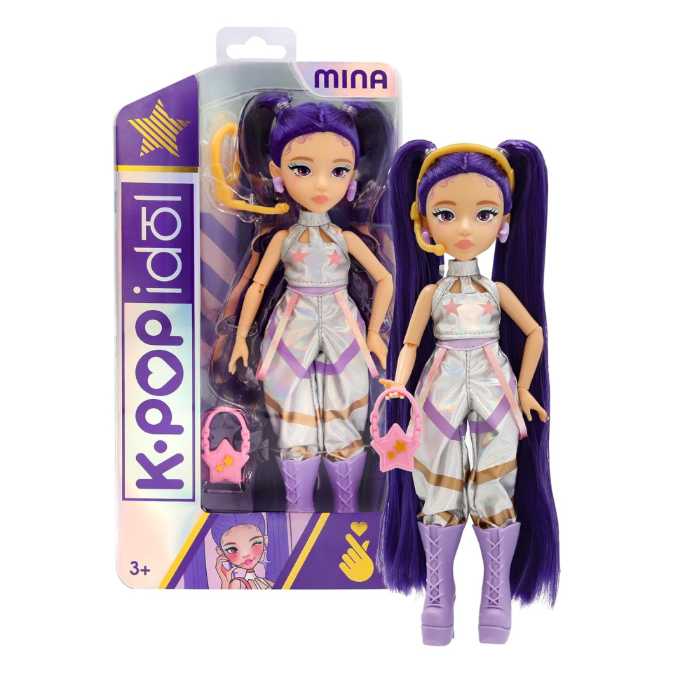 K-Pop Idol Mina – Bambola Fashion con Capelli Viola e Accessori