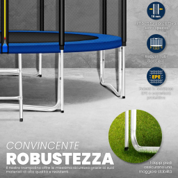 KIDUKU Trampolino elastico 305 cm con rete di sicurezza