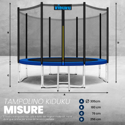 KIDUKU Trampolino elastico 305 cm con rete di sicurezza