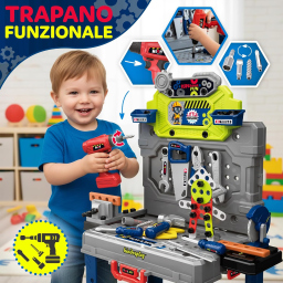 Kinderplay banco attrezzi giocattolo 2 in 1, 132 pezzi