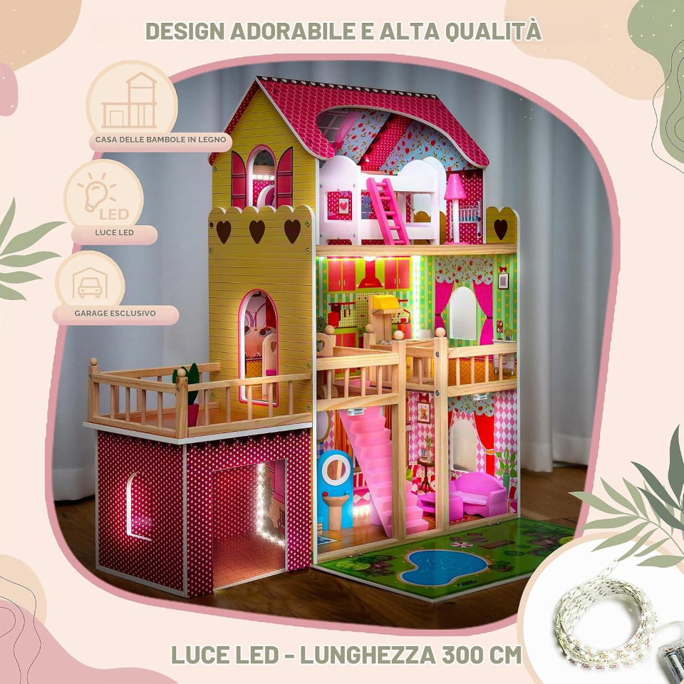Kinderplay Green Series casa delle bambole a tre piani