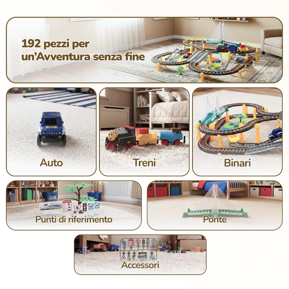 Kinderplay trenino elettrico con pista da 192 pezzi