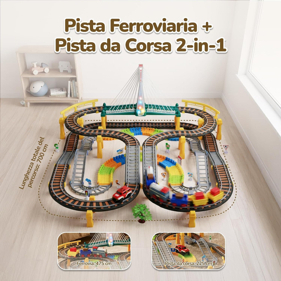 Kinderplay trenino elettrico con pista da 192 pezzi