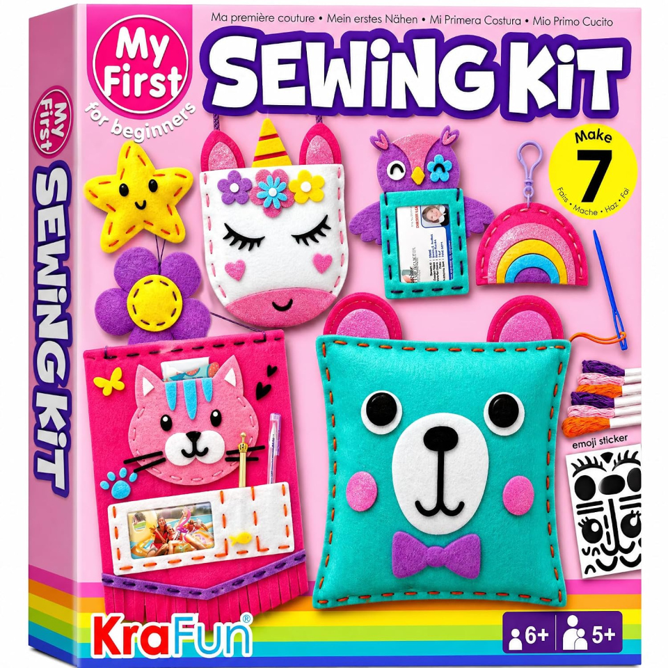 KRAFUN kit cucito feltro bambini con 7 progetti
