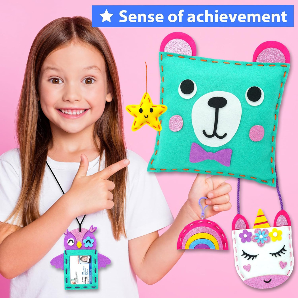 KRAFUN kit cucito feltro bambini con 7 progetti