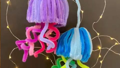 Lavoretto per bambini con scovolini colorati, come creare una simpatica medusa