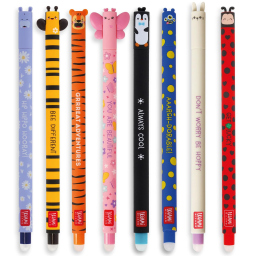 Legami penne gel cancellabili animali, set da 8