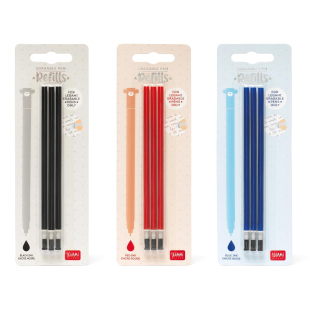 Legami refill penne gel cancellabili nero, rosso e blu
