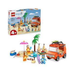 LEGO Bluey Vacanza in Spiaggia con Auto, Surf e 3 Minifigure