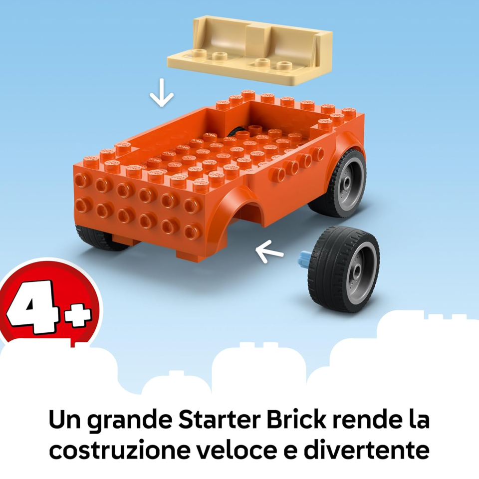 LEGO Bluey Vacanza in Spiaggia con Auto, Surf e 3 Minifigure