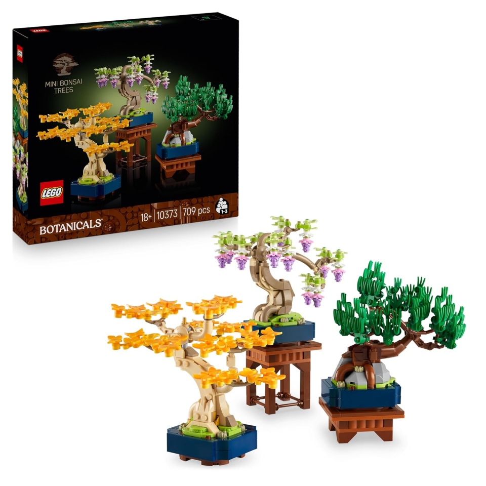 LEGO Botanicals Mini Bonsai 10373 – Ginkgo, Pino Nero e Glicine con Espositori