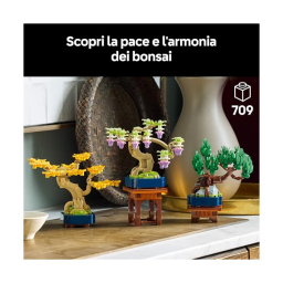 LEGO Botanicals Mini Bonsai 10373 – Ginkgo, Pino Nero e Glicine con Espositori