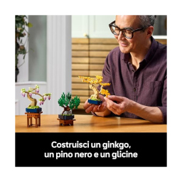 LEGO Botanicals Mini Bonsai 10373 – Ginkgo, Pino Nero e Glicine con Espositori
