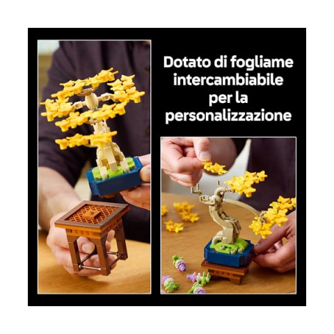 LEGO Botanicals Mini Bonsai 10373 – Ginkgo, Pino Nero e Glicine con Espositori