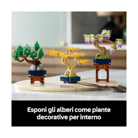 LEGO Botanicals Mini Bonsai 10373 – Ginkgo, Pino Nero e Glicine con Espositori