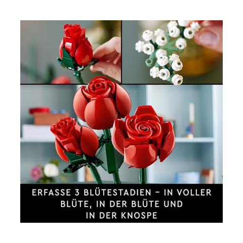 LEGO Icons Bouquet di Rose 10328 con Polybag Fiori dell'Amicizia