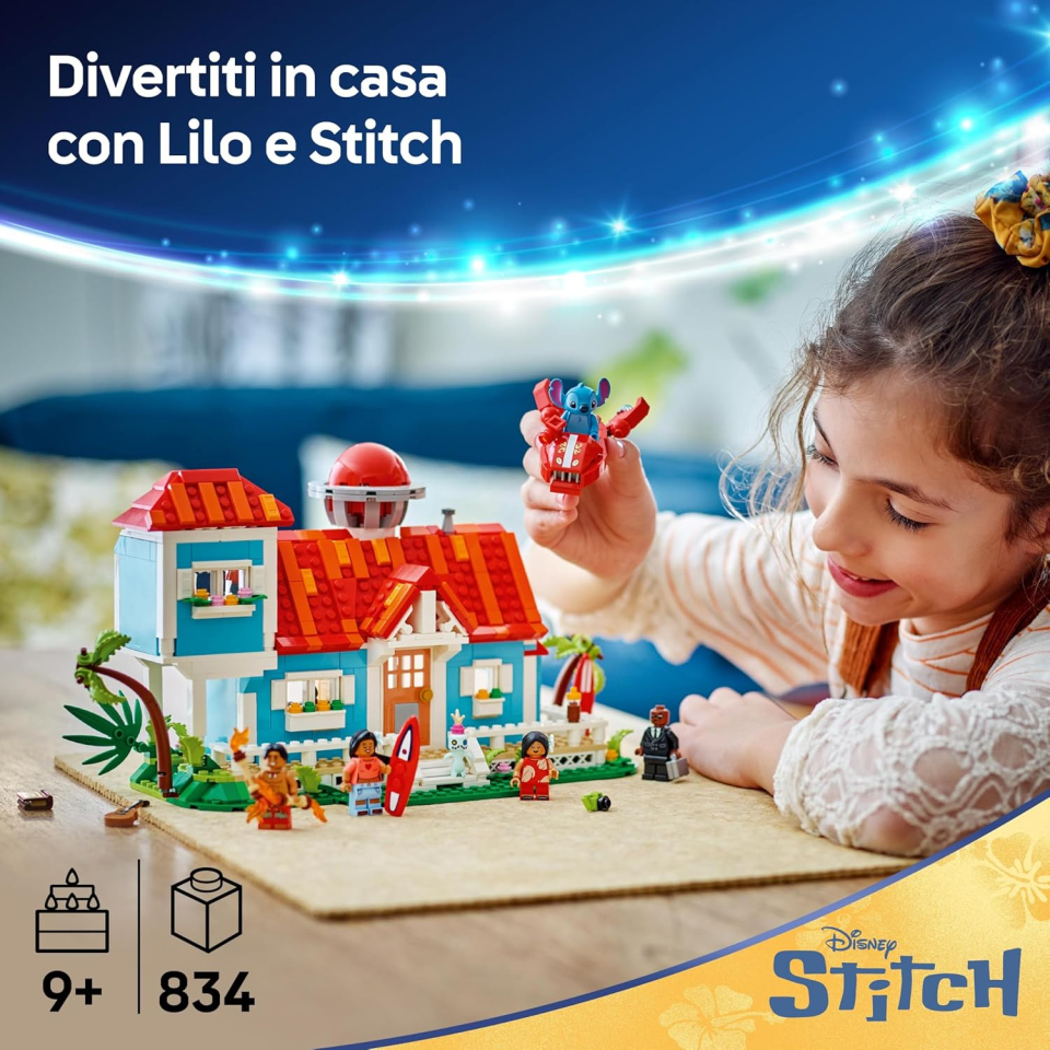 LEGO Disney Casa sulla Spiaggia di Lilo e Stitch con 5 Minifigure