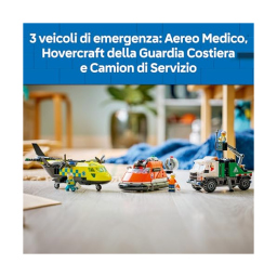 LEGO City 60505 – Set 3 in 1 Aereo, Camion e Hovercraft di Soccorso