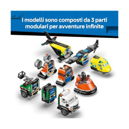 LEGO City 60505 – Set 3 in 1 Aereo, Camion e Hovercraft di Soccorso