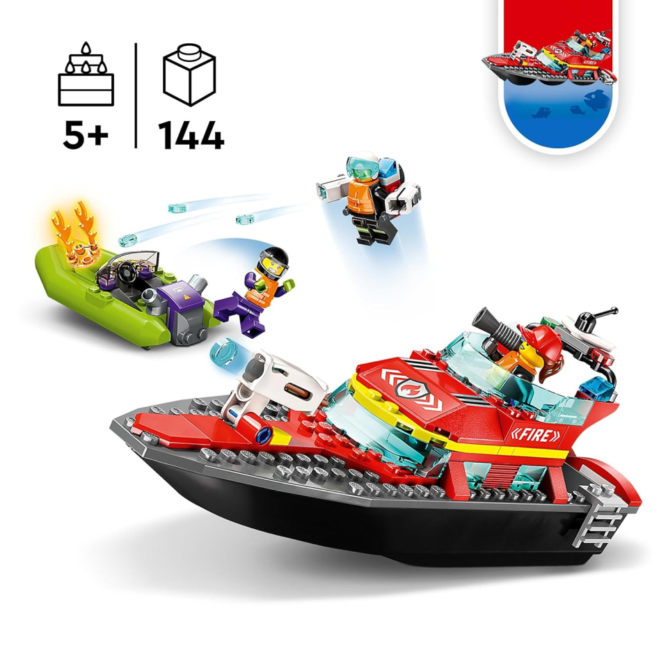 LEGO City Barca Antincendio dei Vigili del Fuoco con Gommone