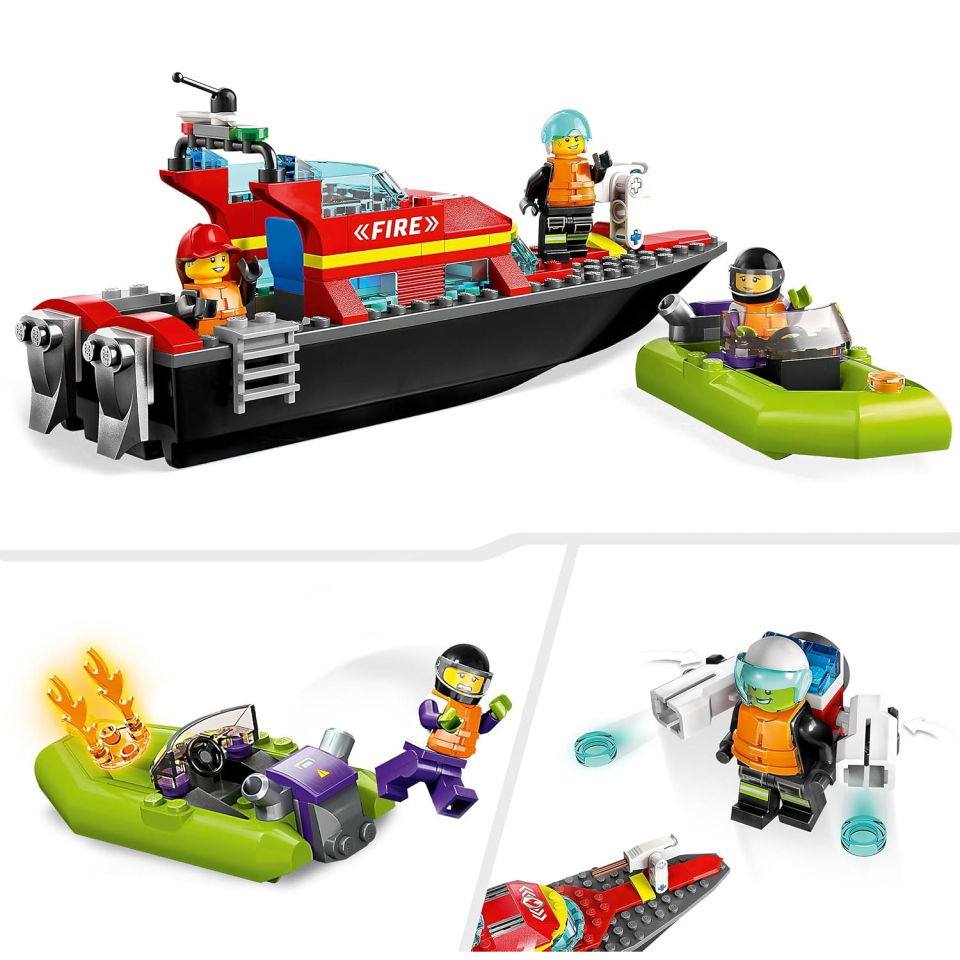 LEGO City Barca Antincendio dei Vigili del Fuoco con Gommone
