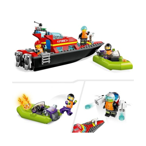 LEGO City Barca Antincendio dei Vigili del Fuoco con Gommone