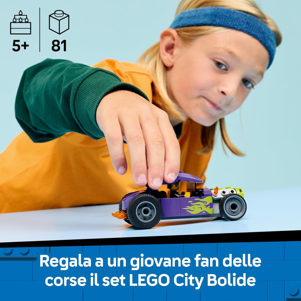 LEGO City Bolide – Set costruzioni auto da corsa con pilota