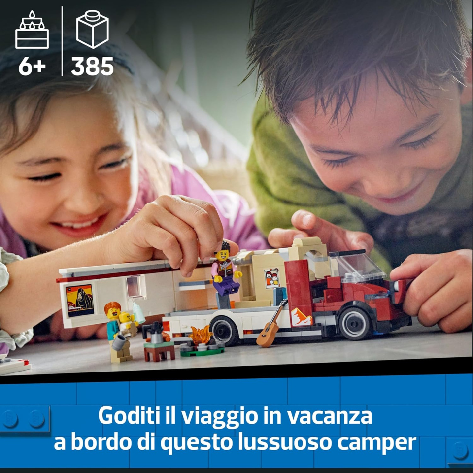 LEGO City Camper Van delle Vacanze – Set da Costruire con 3 Minifigure