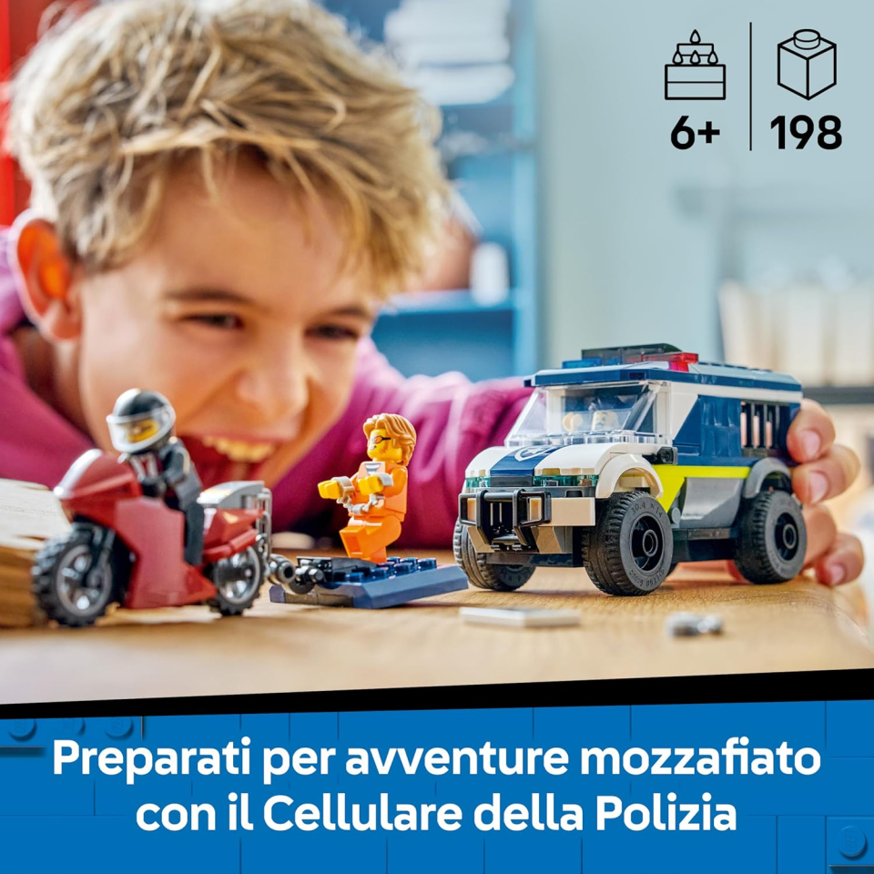 LEGO City Cellulare della Polizia 60479 – Camion con Cella e Moto
