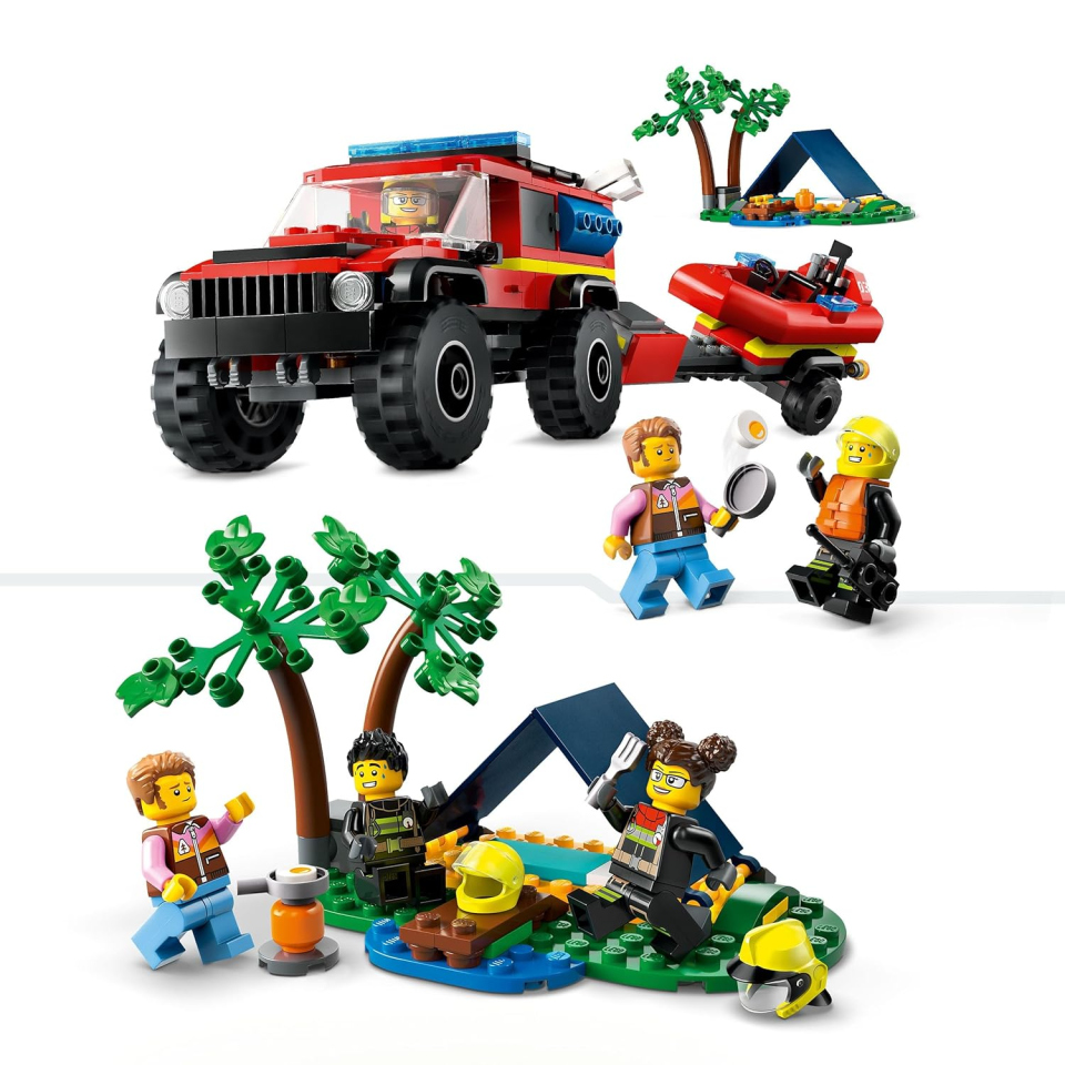 LEGO City Fuoristrada Antincendio con Gommone di Salvataggio