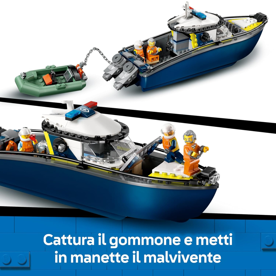 LEGO City Inseguimento Motoscafo Polizia con Squalo – Set 60456