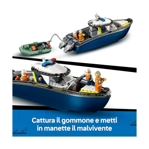 LEGO City Inseguimento Motoscafo Polizia con Squalo – Set 60456