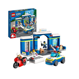 LEGO City Inseguimento alla Stazione di Polizia con Macchina, Moto e 4 Minifigure