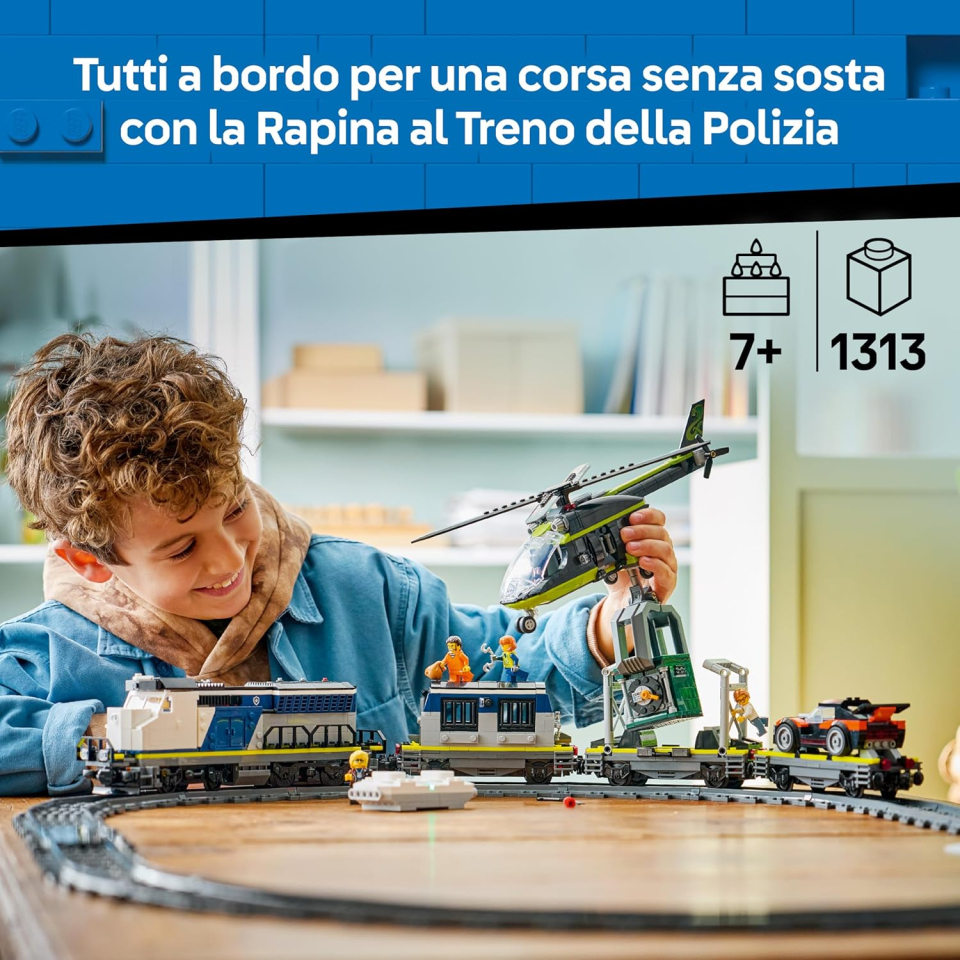 LEGO City Rapina al Treno della Polizia – Set con Treno Telecomandato 60508