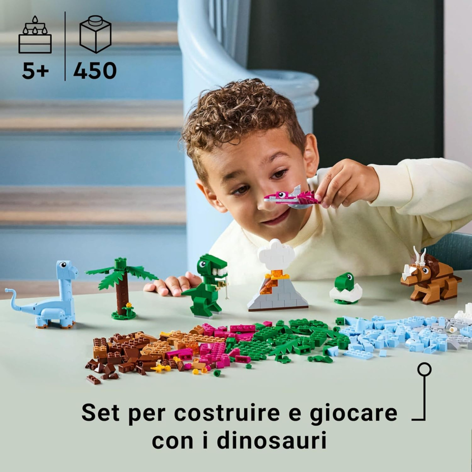 LEGO Classic Dinosauri Creativi – Set Costruzioni con T-Rex e Triceratopo