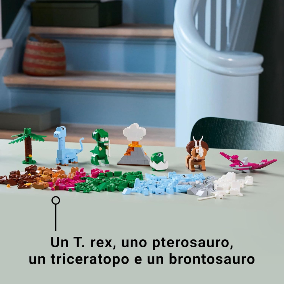 LEGO Classic Dinosauri Creativi – Set Costruzioni con T-Rex e Triceratopo