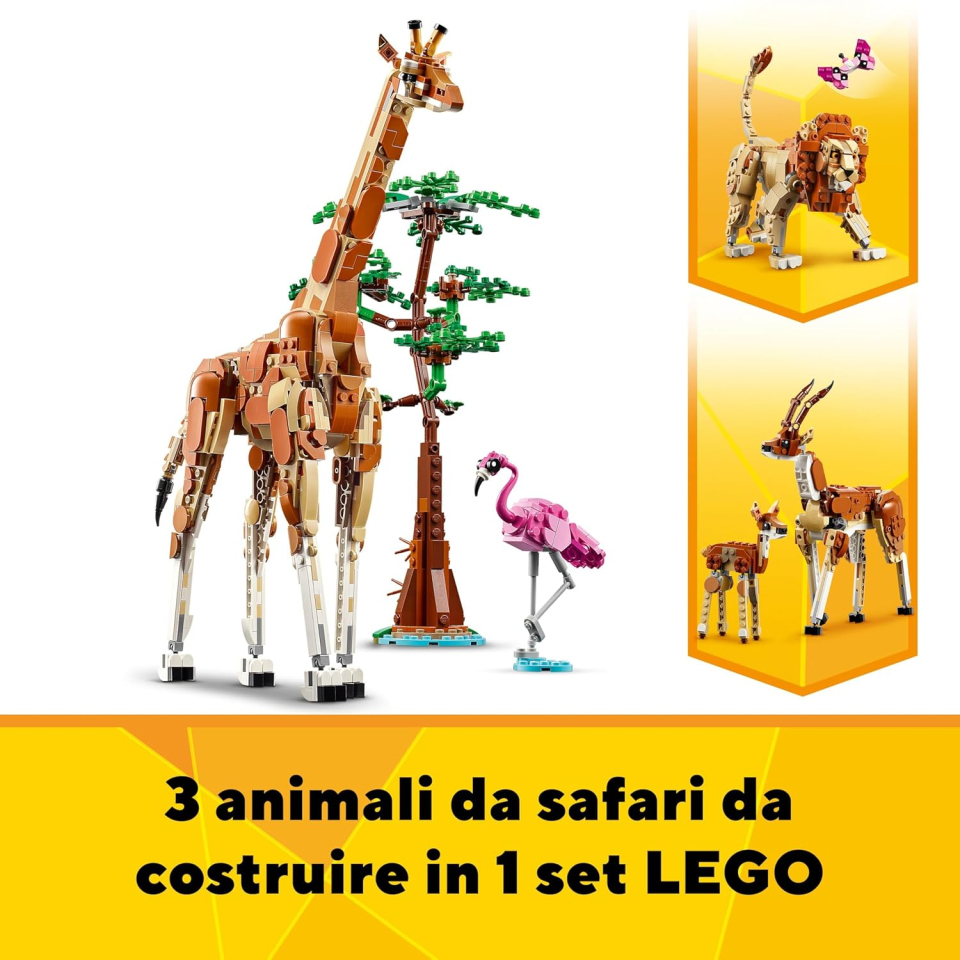 LEGO Creator 3in1 Animali del Safari – Giraffa, Leone e Gazzelle 31150