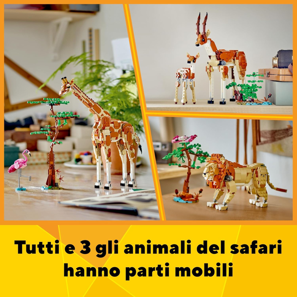 LEGO Creator 3in1 Animali del Safari – Giraffa, Leone e Gazzelle 31150