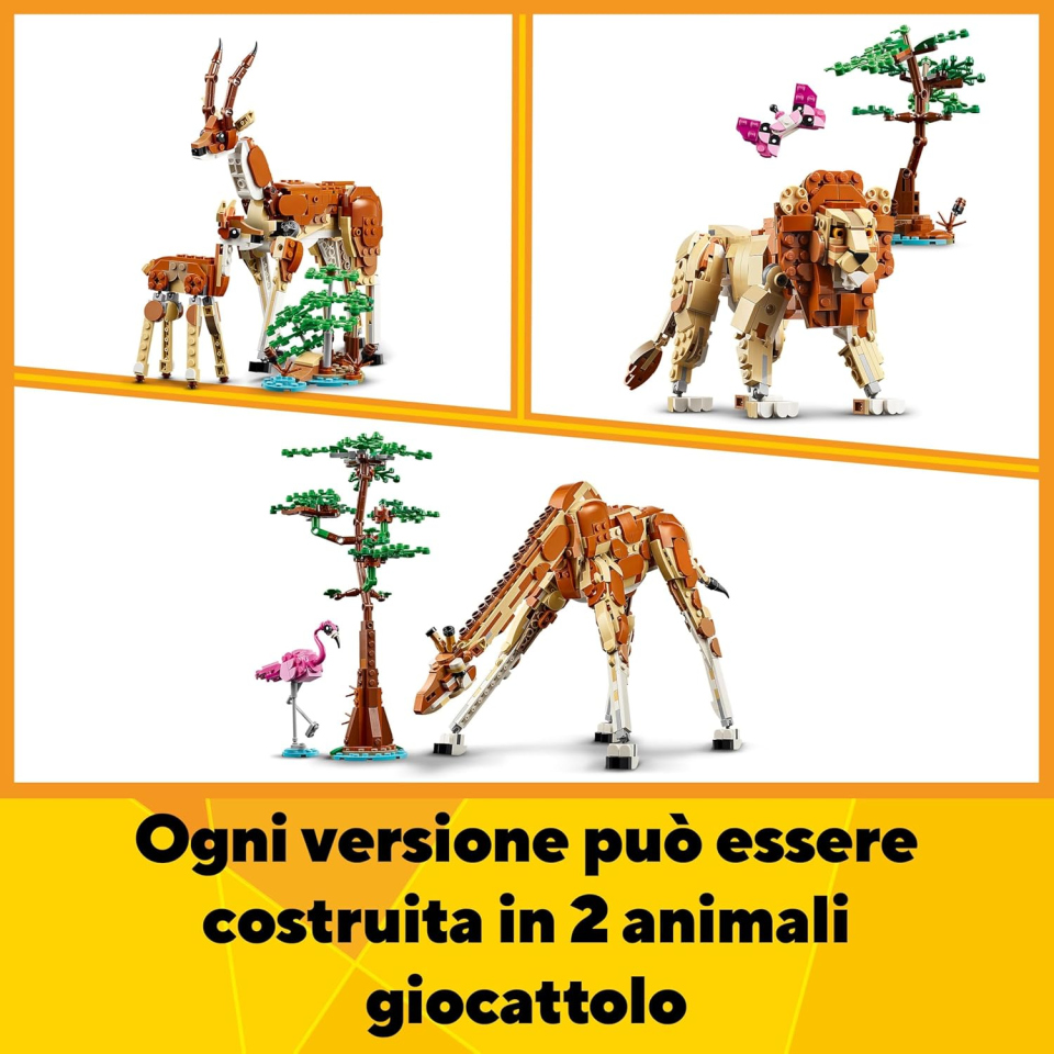 LEGO Creator 3in1 Animali del Safari – Giraffa, Leone e Gazzelle 31150