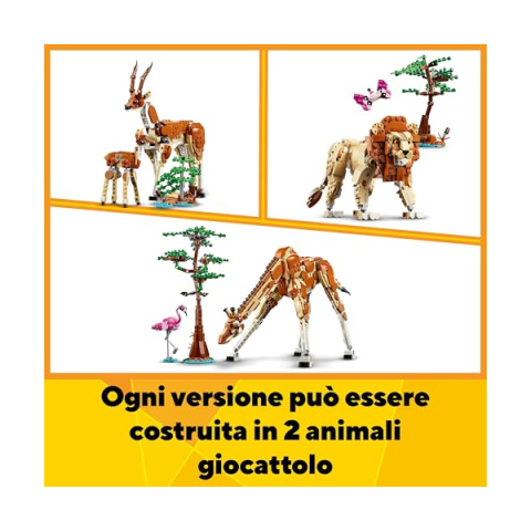 LEGO Creator 3in1 Animali del Safari – Giraffa, Leone e Gazzelle 31150