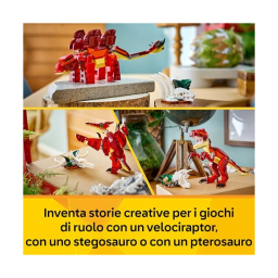 LEGO Creator 3in1 Feroce Dinosauro – Velociraptor, Stegosauro e Pterosauro 31379