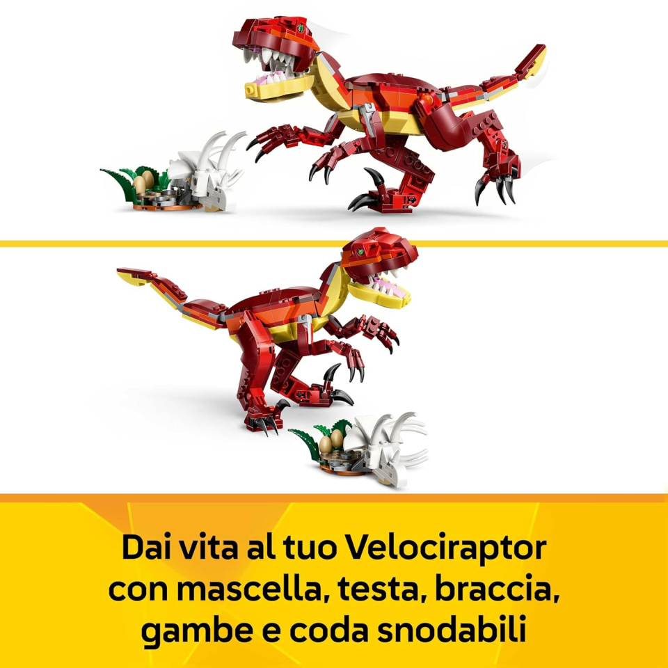 LEGO Creator 3in1 Feroce Dinosauro – Velociraptor, Stegosauro e Pterosauro 31379