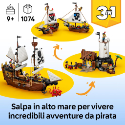 LEGO Creator Iconica Nave Pirata 3-in-1 da 1.074 pezzi
