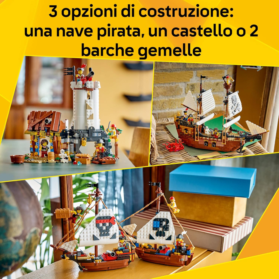 LEGO Creator Iconica Nave Pirata 3-in-1 da 1.074 pezzi