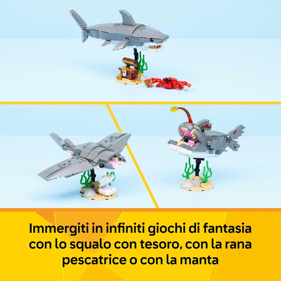 LEGO Creator 3in1 Squalo con Scrigno del Tesoro 31381