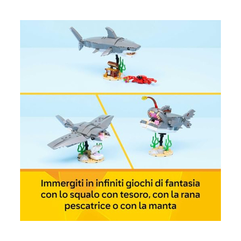 LEGO Creator 3in1 Squalo con Scrigno del Tesoro 31381