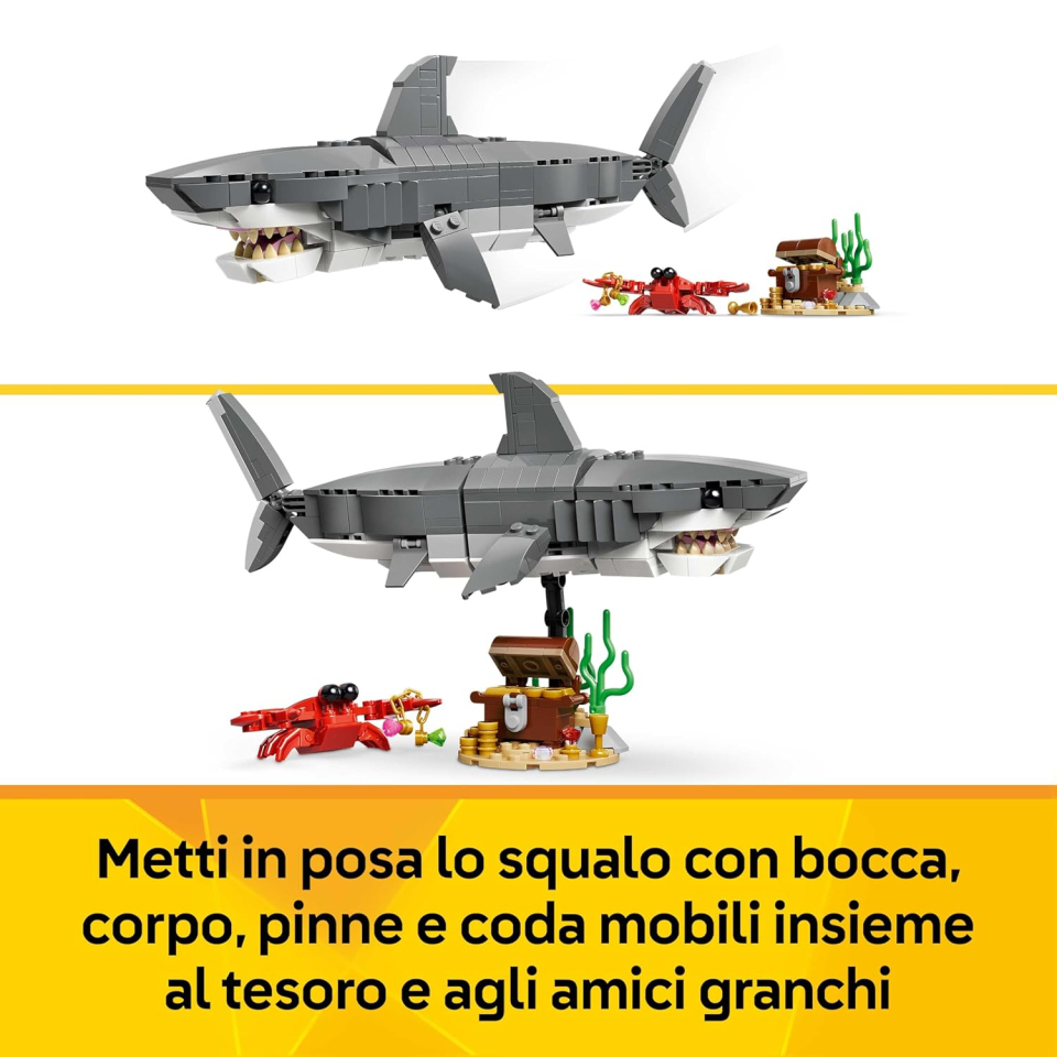 LEGO Creator 3in1 Squalo con Scrigno del Tesoro 31381