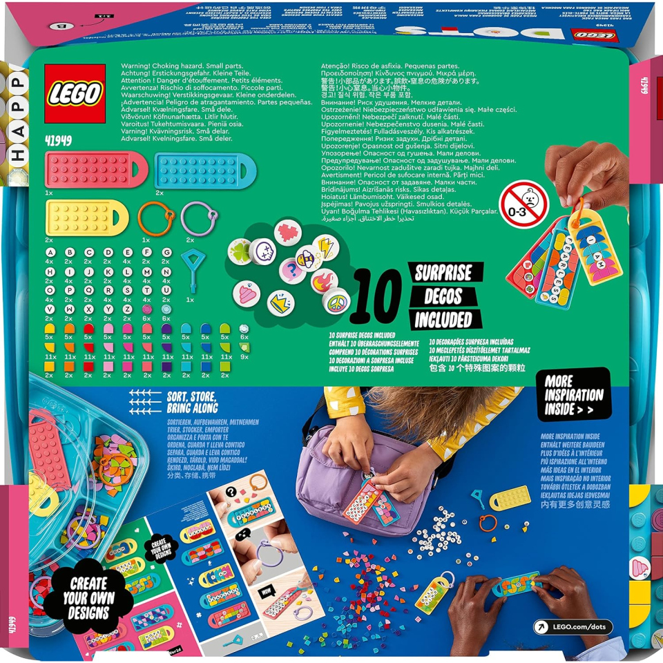 LEGO DOTS etichette per borse con messaggi