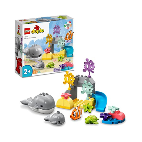 LEGO DUPLO Animali dell'Oceano 10972 – Set con Balena, Tartaruga e Tappetino Marino